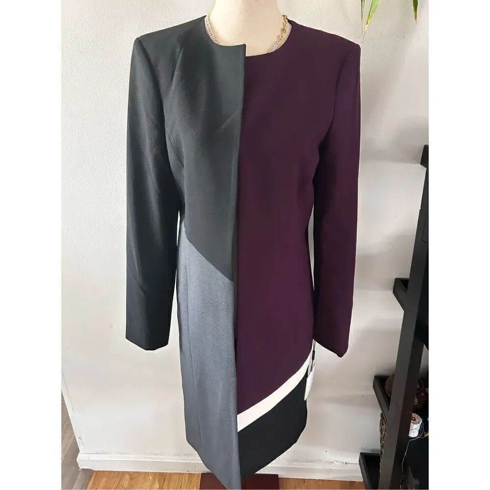 Calvin Klein long blazer size 4 brand new with tags long sleeve black purple